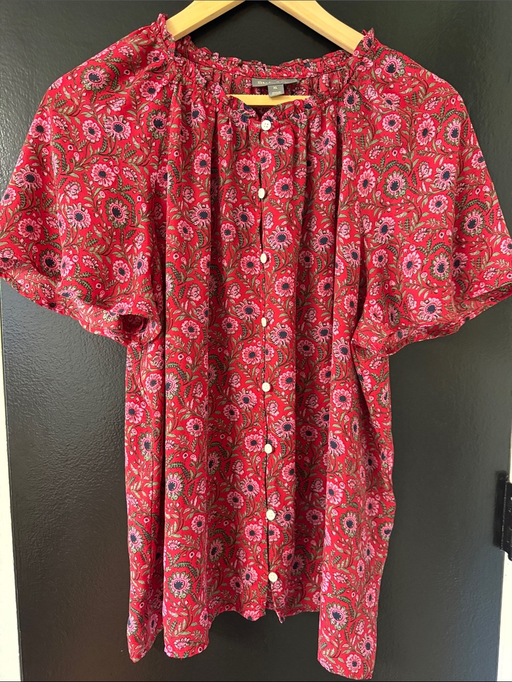 Style & Co red and floral print short-sleeve